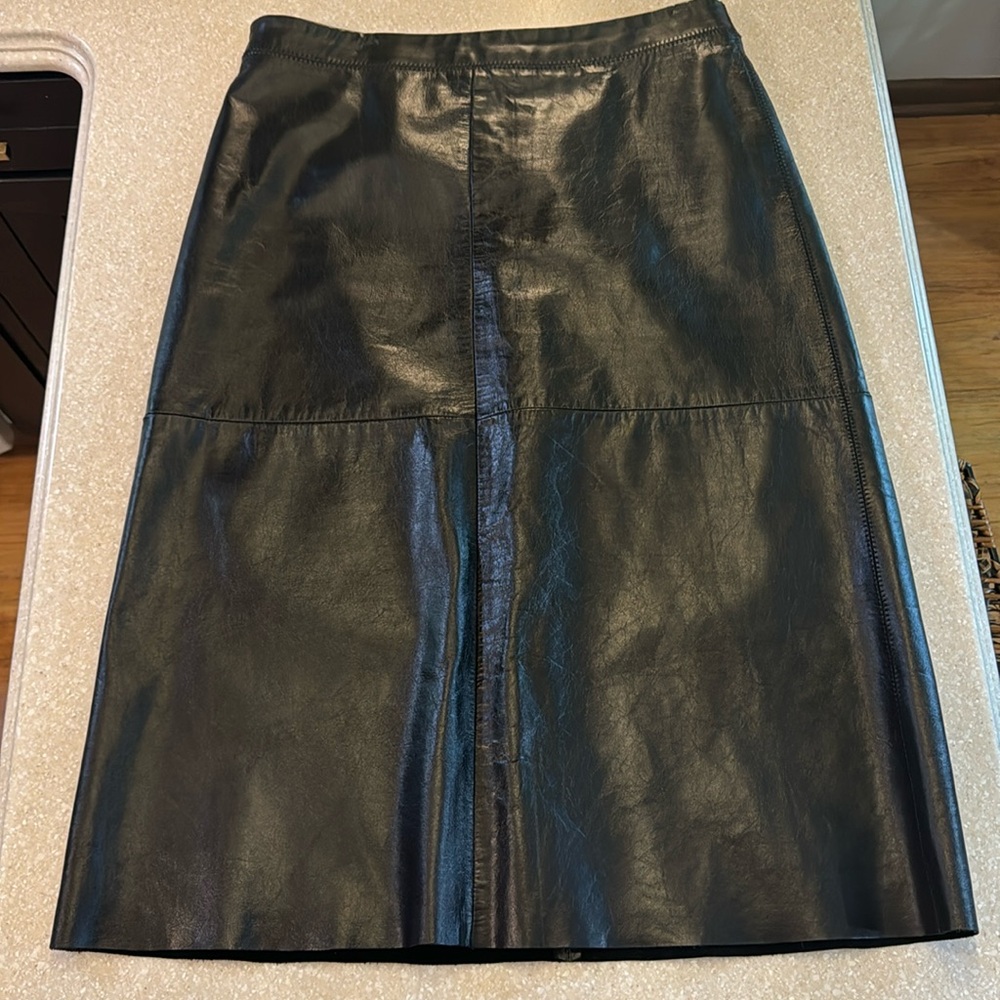 Gap Leather Black Skirt Sz 10 NWT